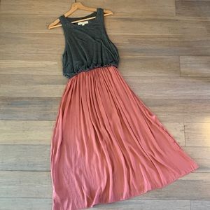 Ann Taylor LOFT Blouson Pink/Gray Dress - Size Medium